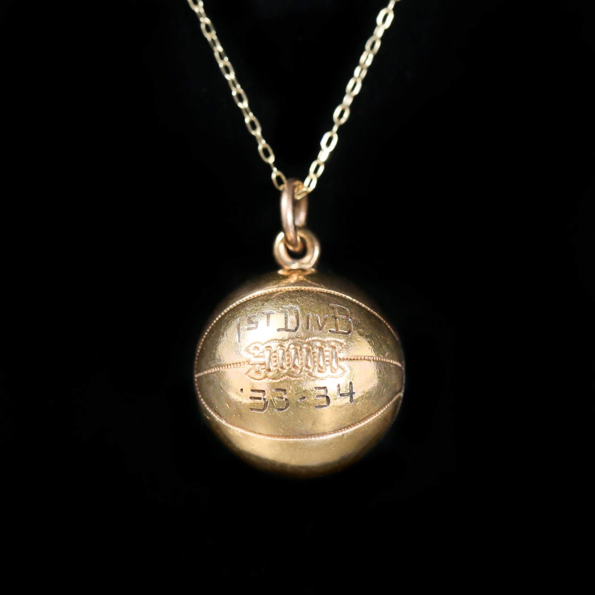 Antique 14K Yellow Gold Basketball Charm, Circa 1934 - Walton's Jewelry