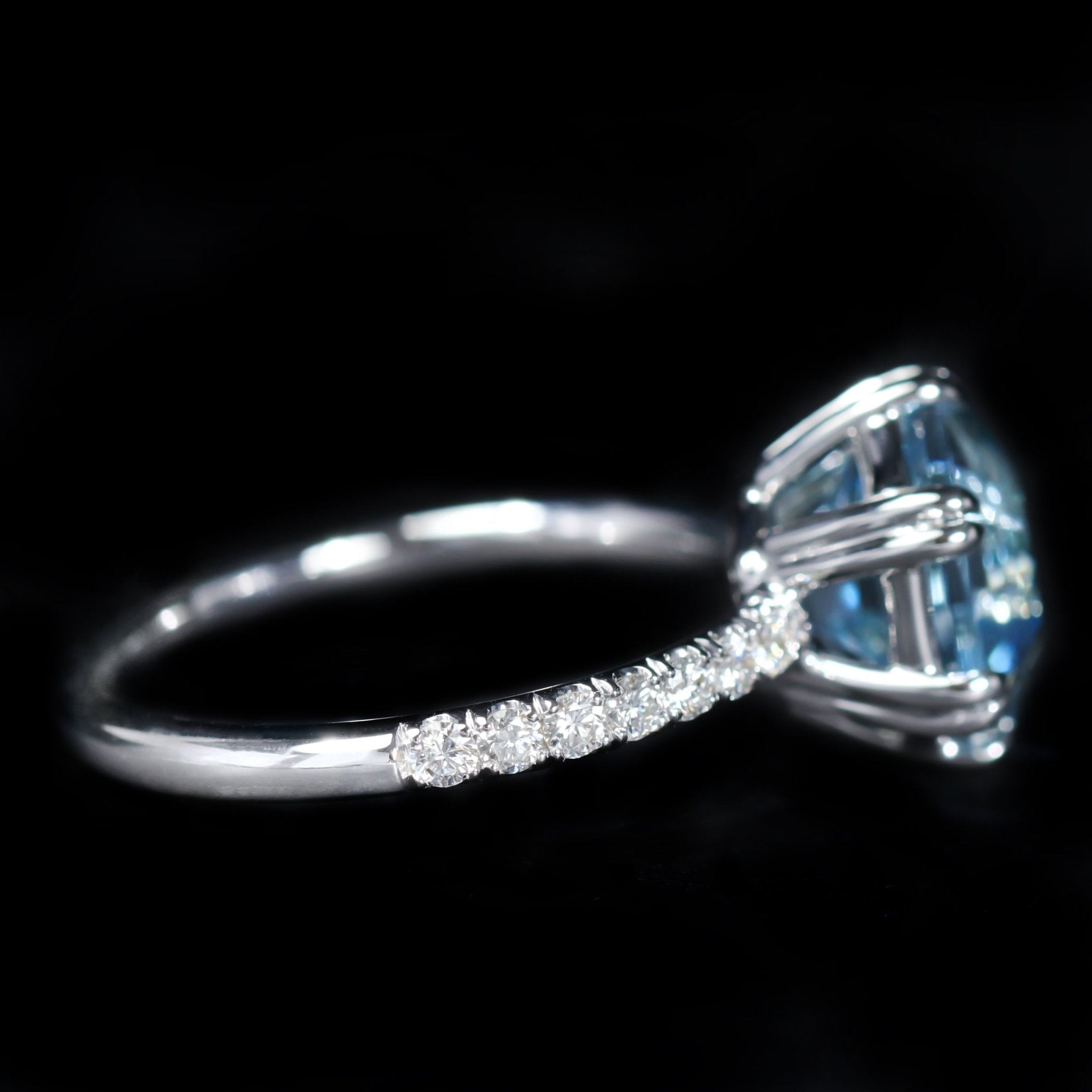 14K White Gold 3.23 Carat Aquamarine and Diamond Ring - Walton's Jewelry