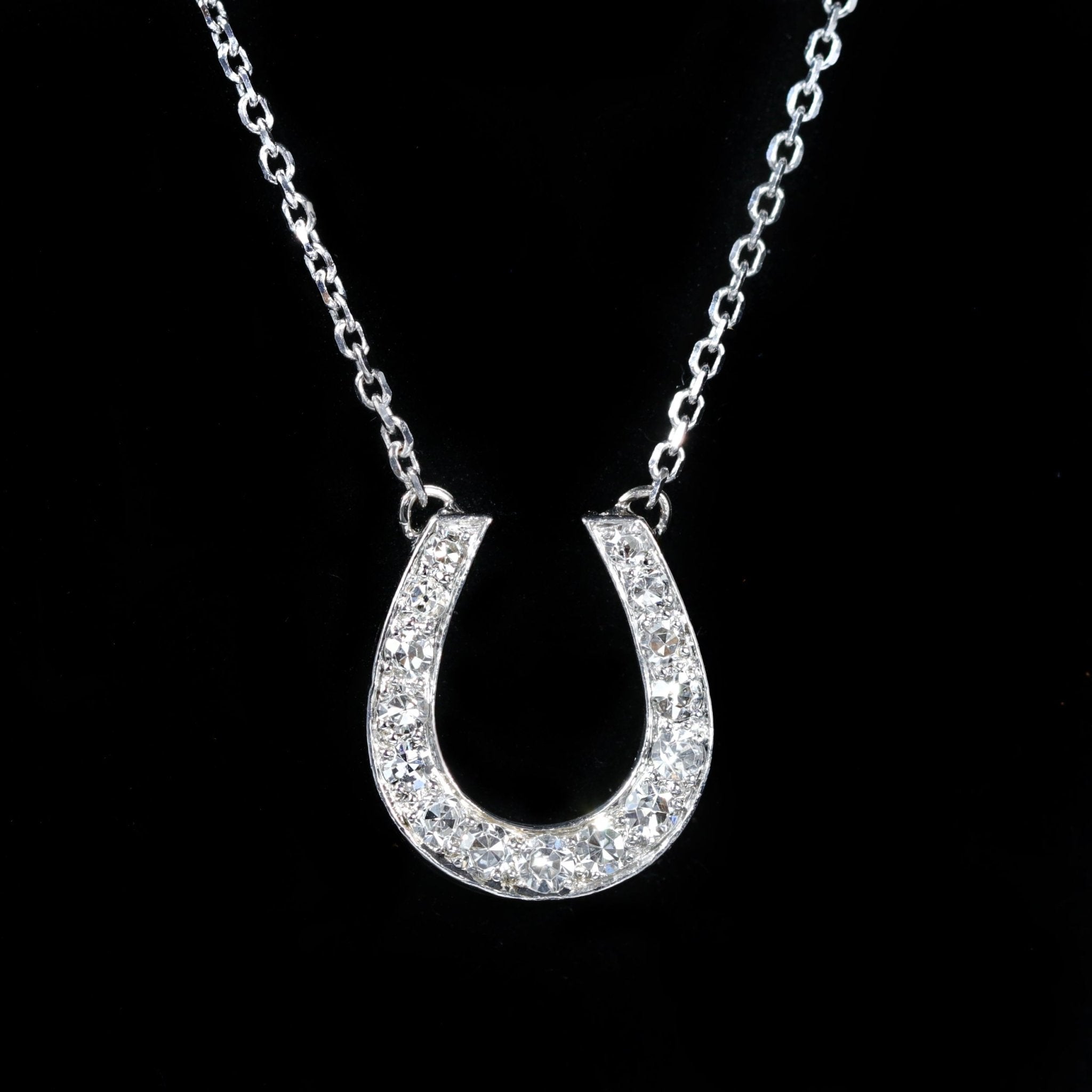 14K White Gold 0.25 CTW Diamond Horseshoe Necklace - Walton's Jewelry