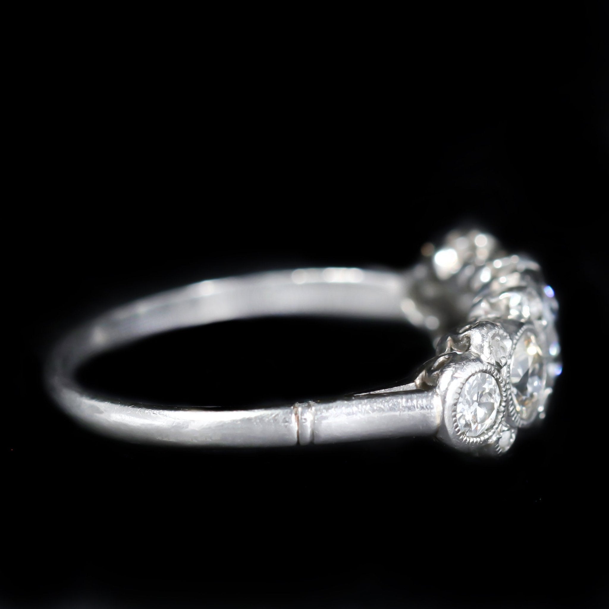 Art Deco Platinum 1.05 CTW Old European Cut and Rose Cut Diamond Ring - Walton's Jewelry