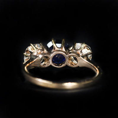 Victorian 14k Yellow Gold 1.00 Carat Sapphire and Diamond Ring