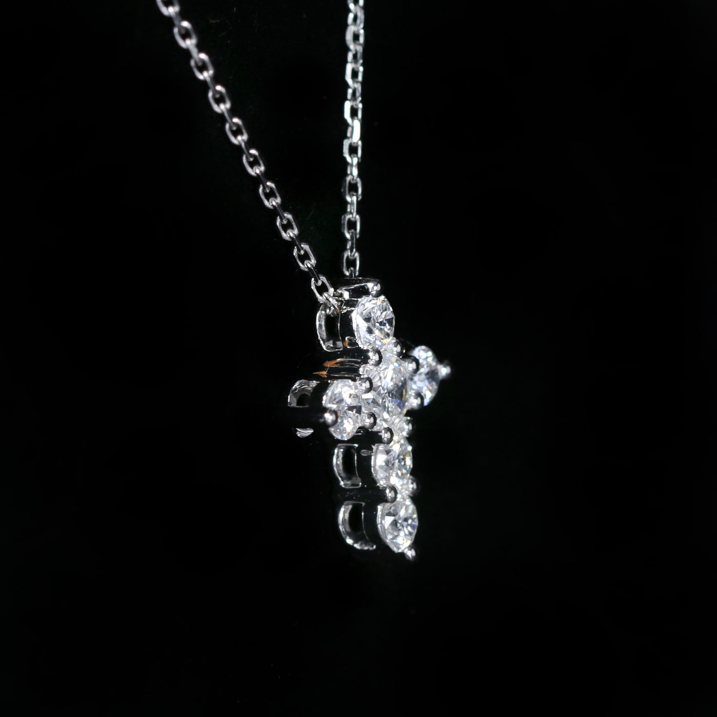 14K White Gold 0.75 CTW Diamond Cross Necklace