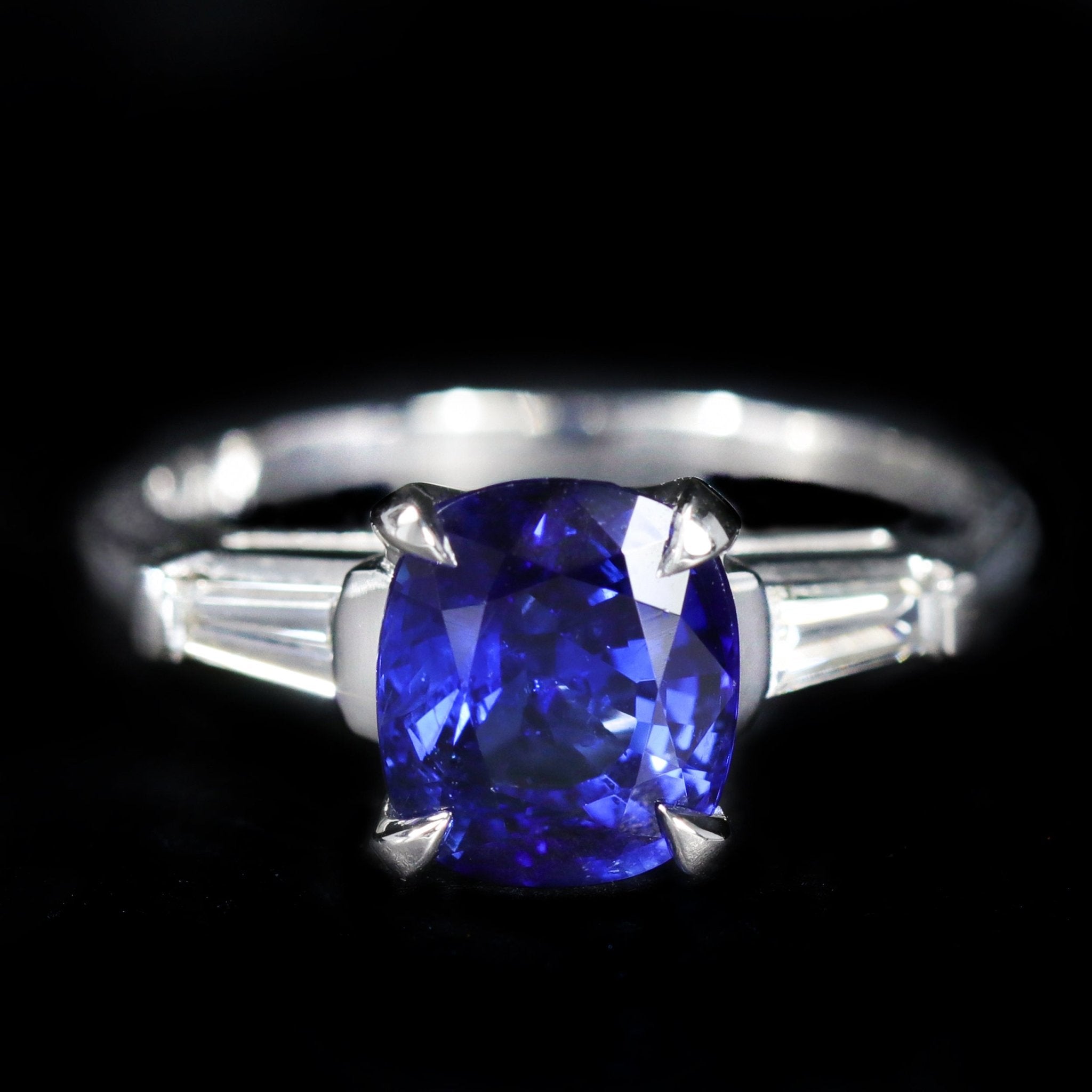 Platinum GIA 2.99 Carat Sapphire and Diamond Ring - Walton's Jewelry