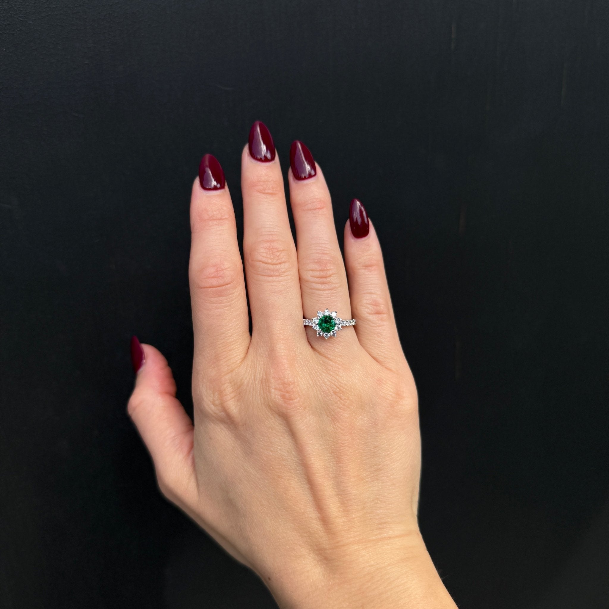 14K White Gold 0.63 Carat Emerald and Diamond Ring - Walton's Jewelry