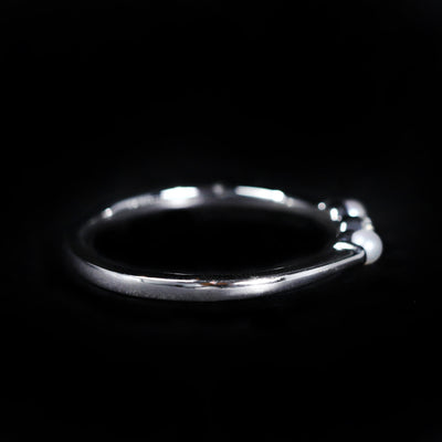 14K White Gold 0.07 Carat Diamond and Pearl Band