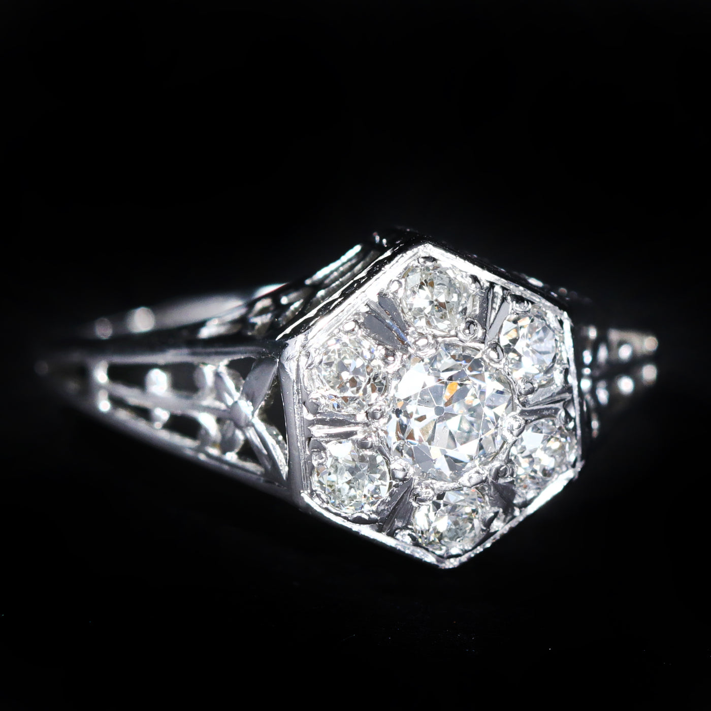 Art Deco 0.60 CTW Old European Cut Diamond Engagement Ring