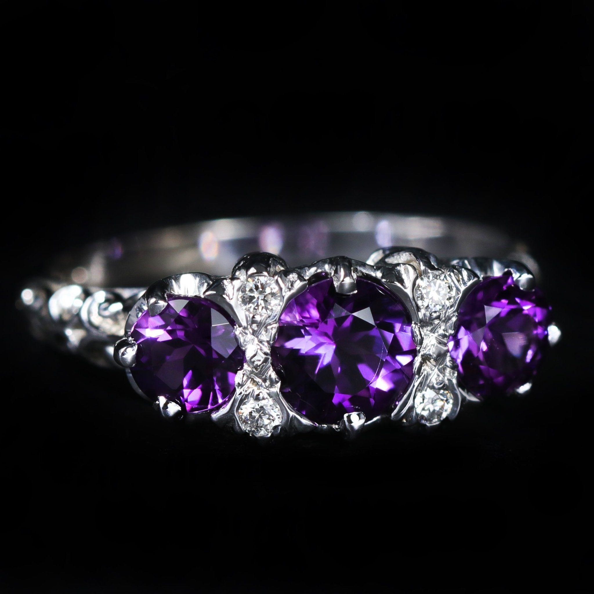 14K White Gold 1.22 CTW Amethyst and Diamond Ring - Walton's Jewelry