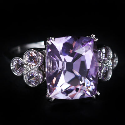 14K White Gold 4.95 Carat Amethyst and Spinel Ring