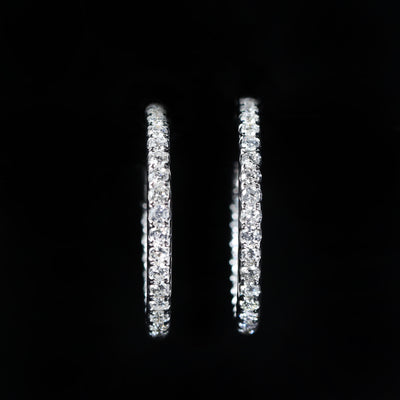 14K White Gold 1.99 CTW Diamond Inside Out Hoop Earrings