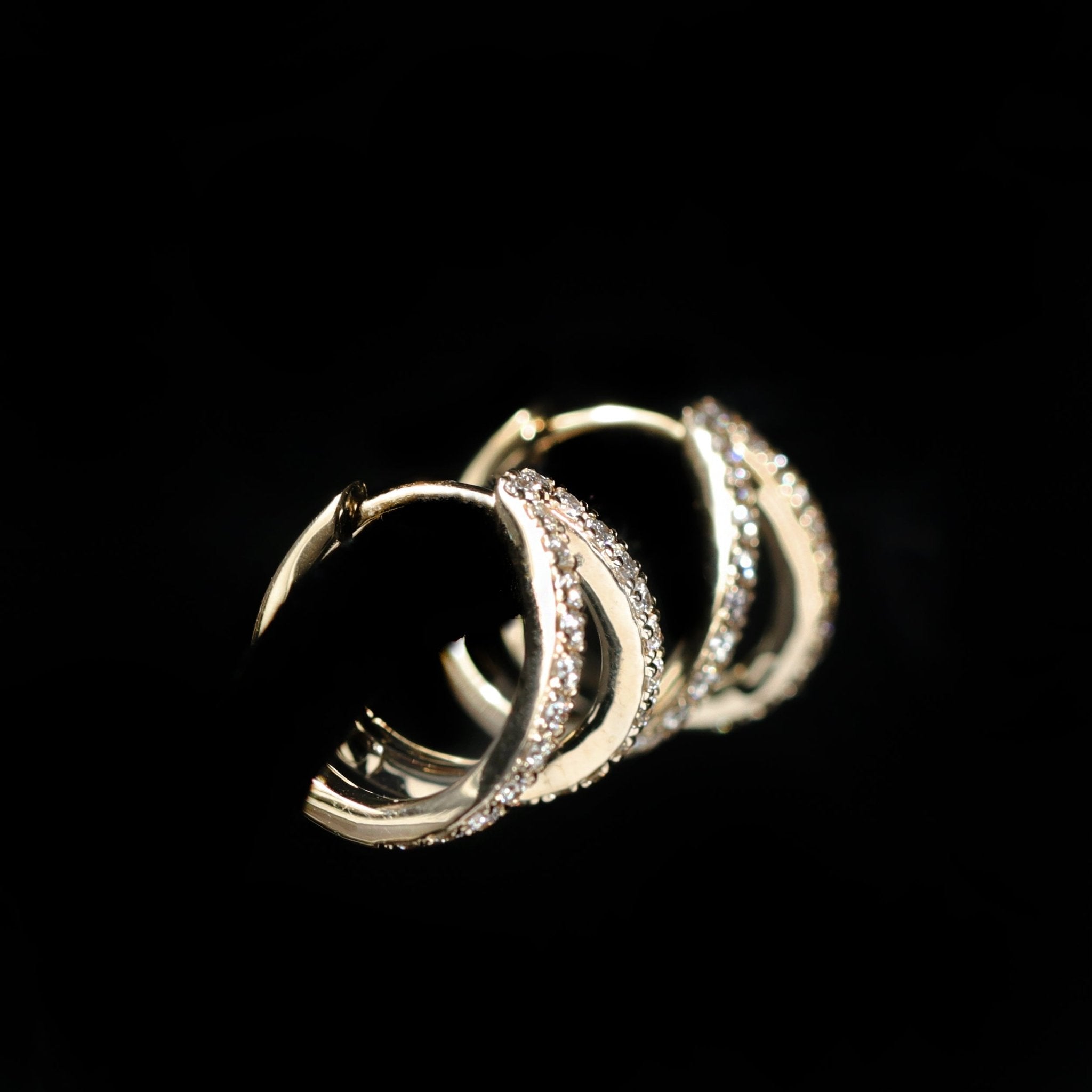 14K Yellow Gold 0.46 CTW Diamond Split Hoop Earrings - Walton's Jewelry