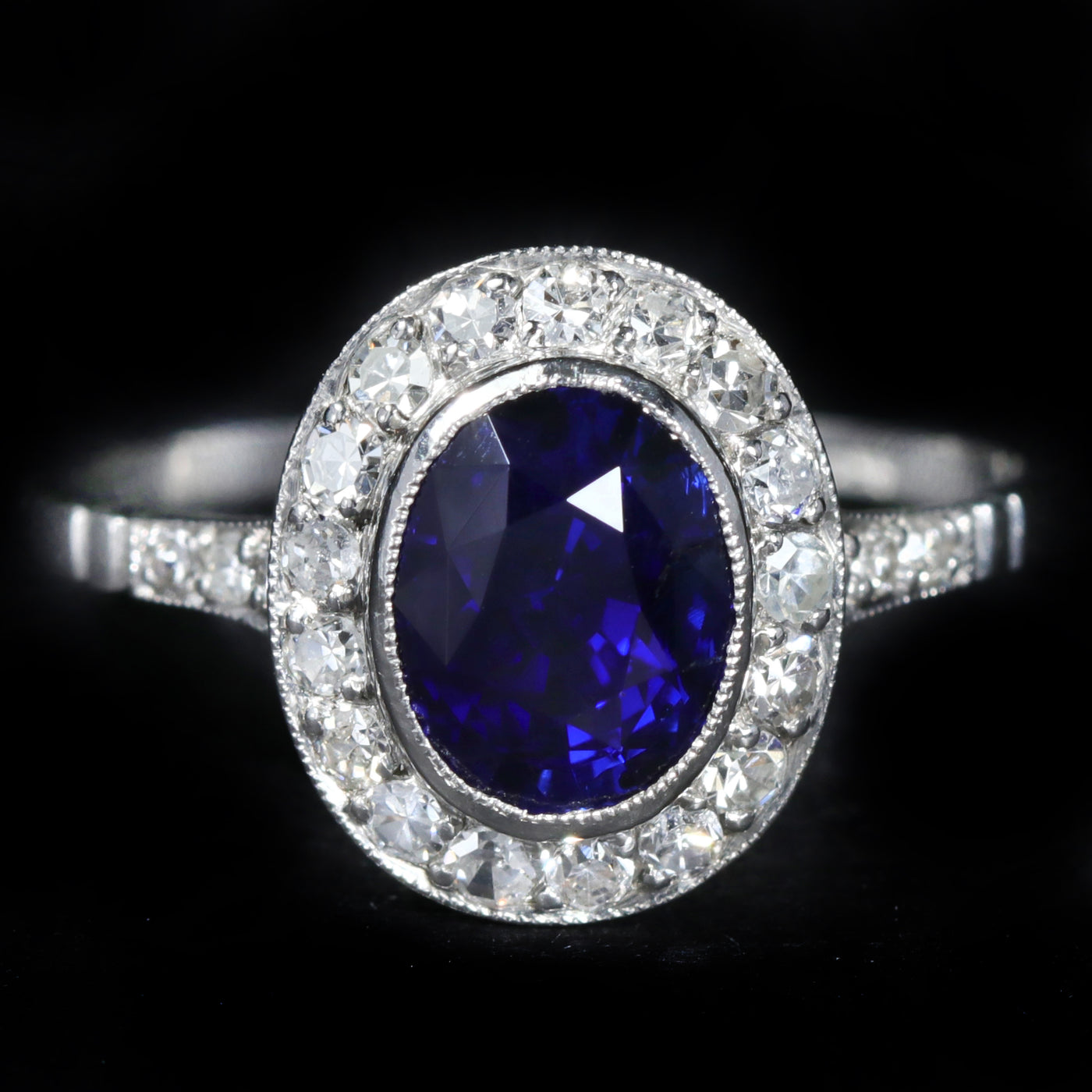 Platinum GIA 2.51 Carat Sapphire and Diamond Ring