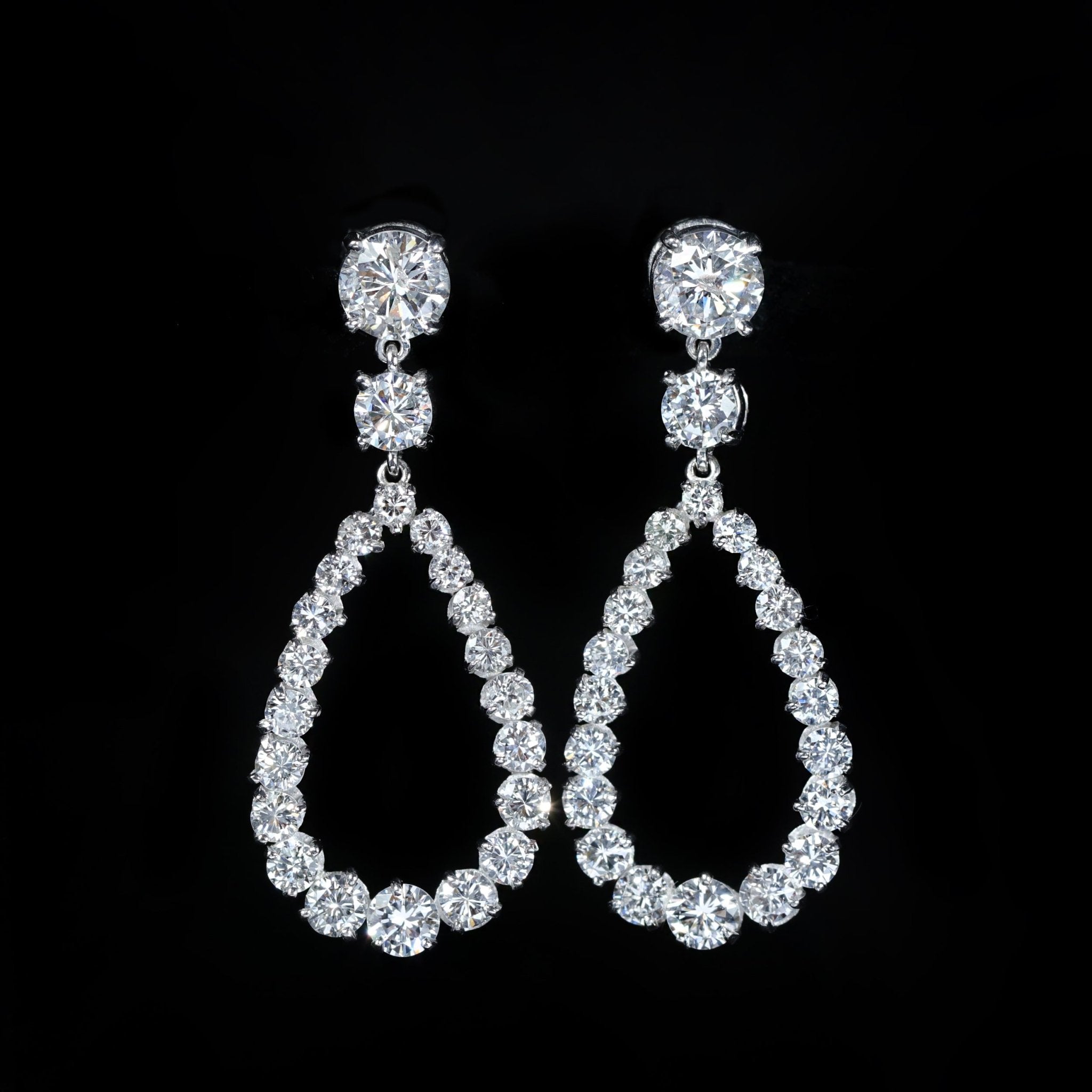 Estate Platinum 4.30 CTW Diamond Drop Earrings - Walton's Jewelry
