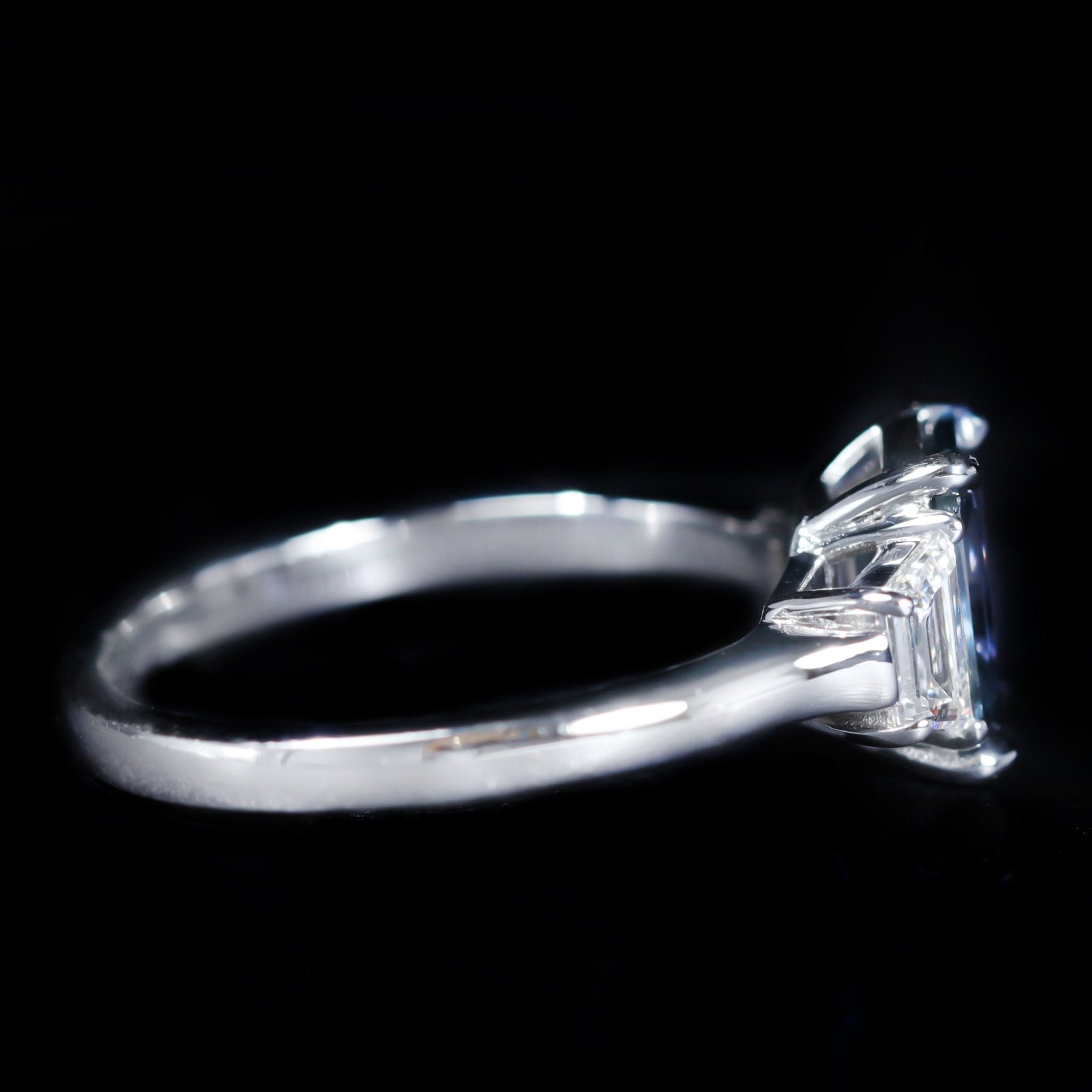 18K White Gold 1.65 Carat Sapphire and Diamond Ring - Walton's Jewelry