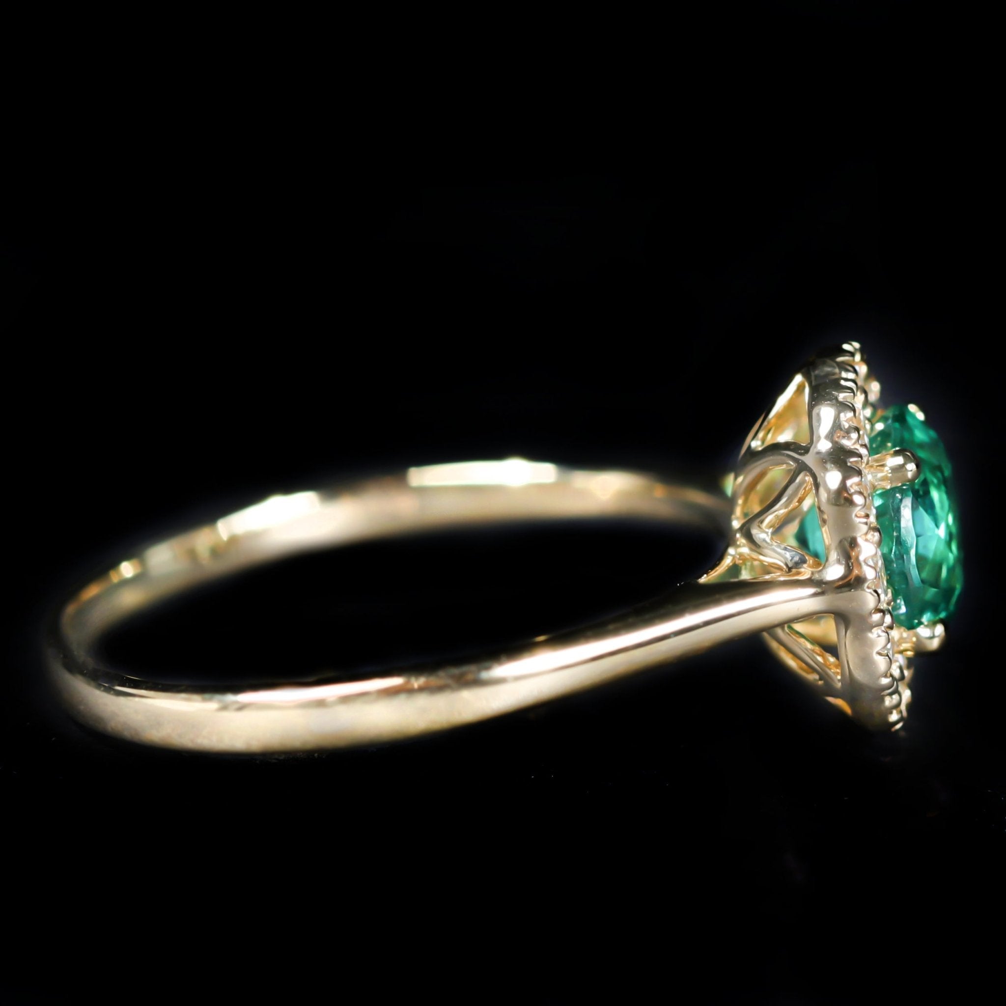 14K Yellow Gold 0.87 Carat Emerald and Diamond Ring - Walton's Jewelry