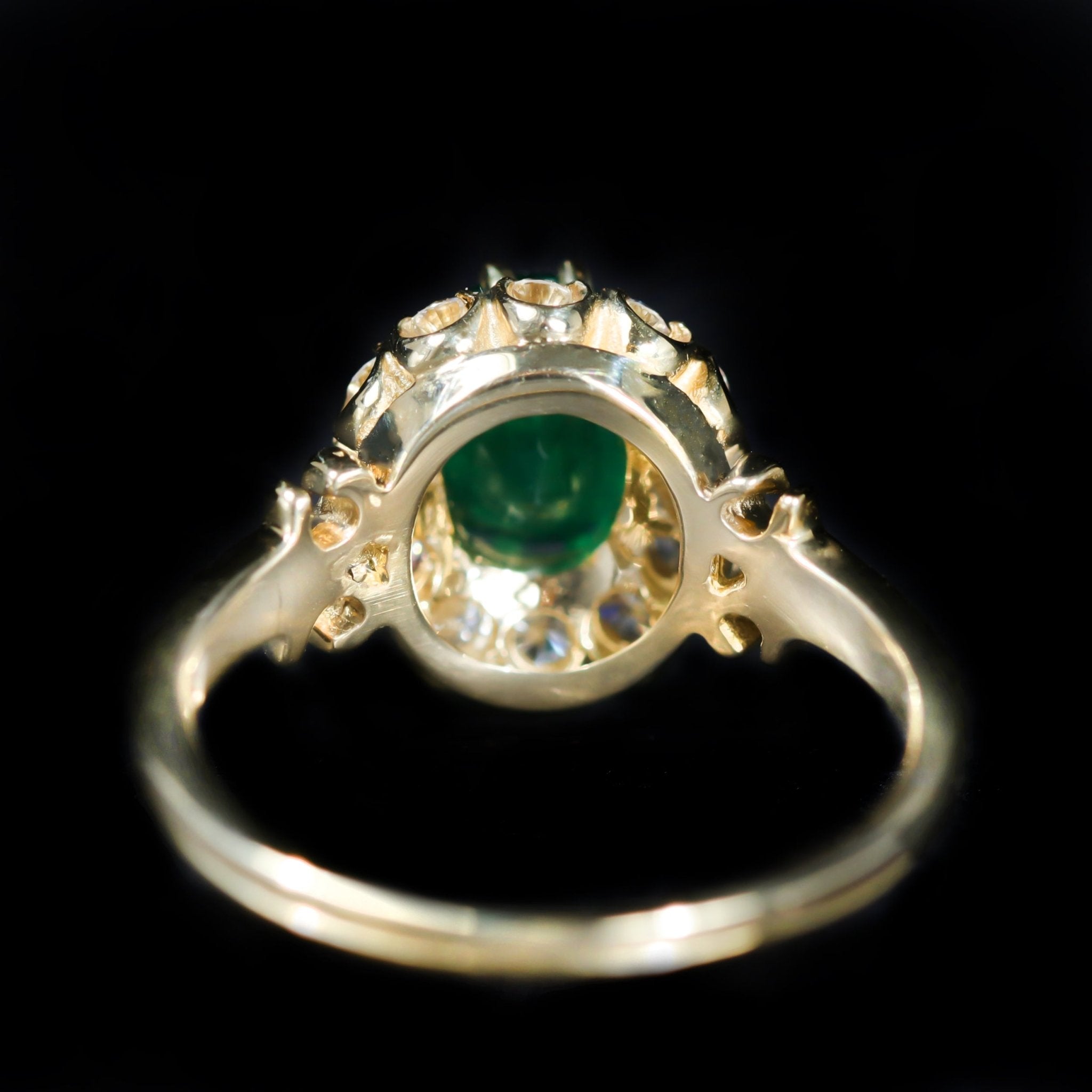 14K Yellow Gold 1.08 Carat Emerald and Diamond Ring - Walton's Jewelry