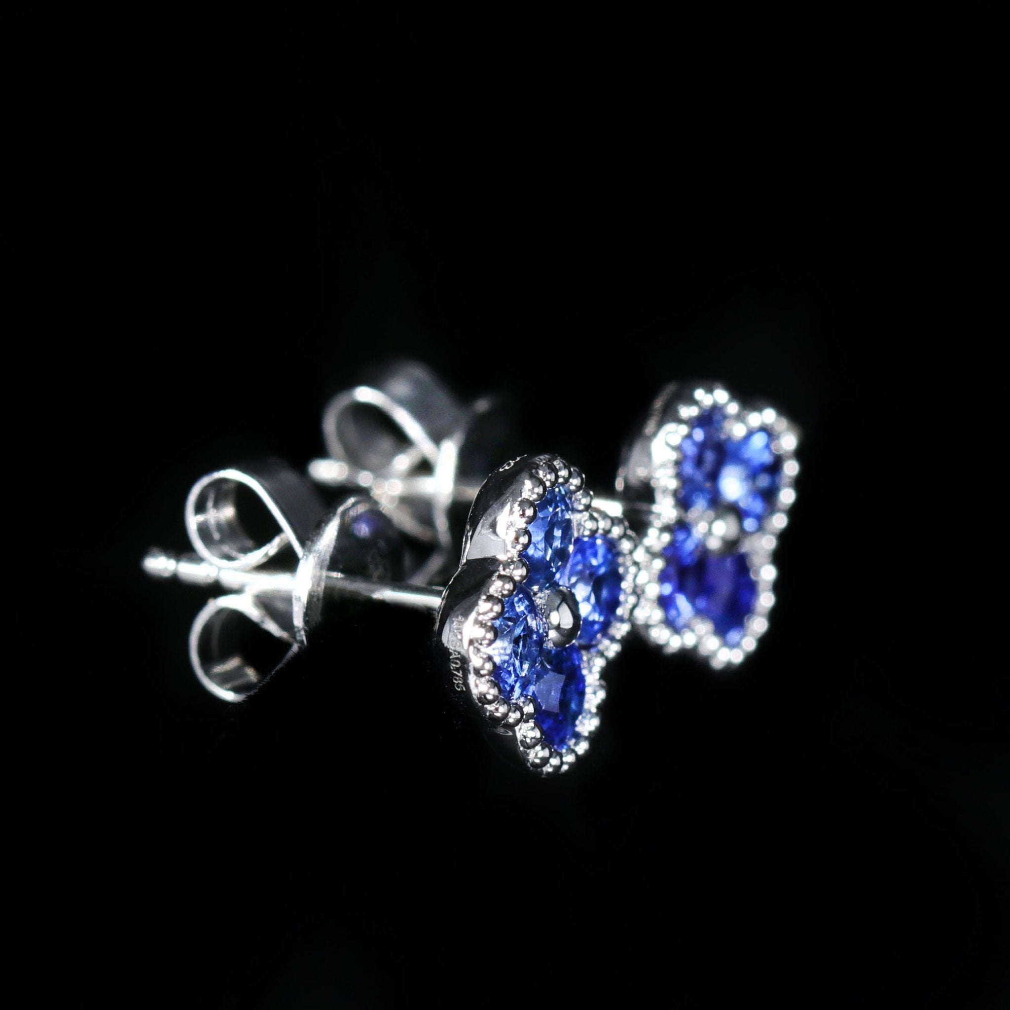 14K White Gold 0.53CTW Sapphire Stud Earrings - Walton's Jewelry