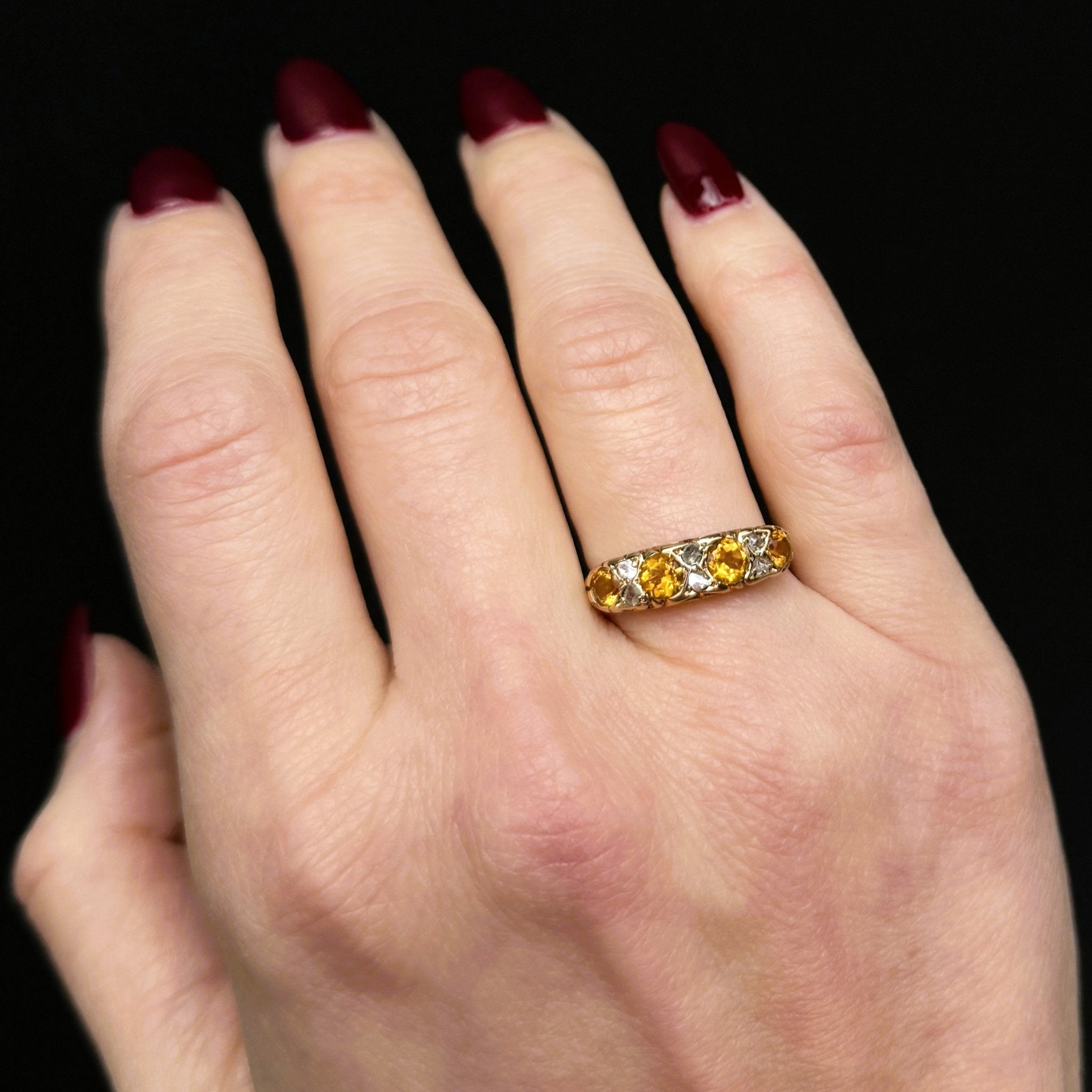 Victorian 1.00 CTW Citrine and Rose Cut Diamond Ring - Walton's Jewelry