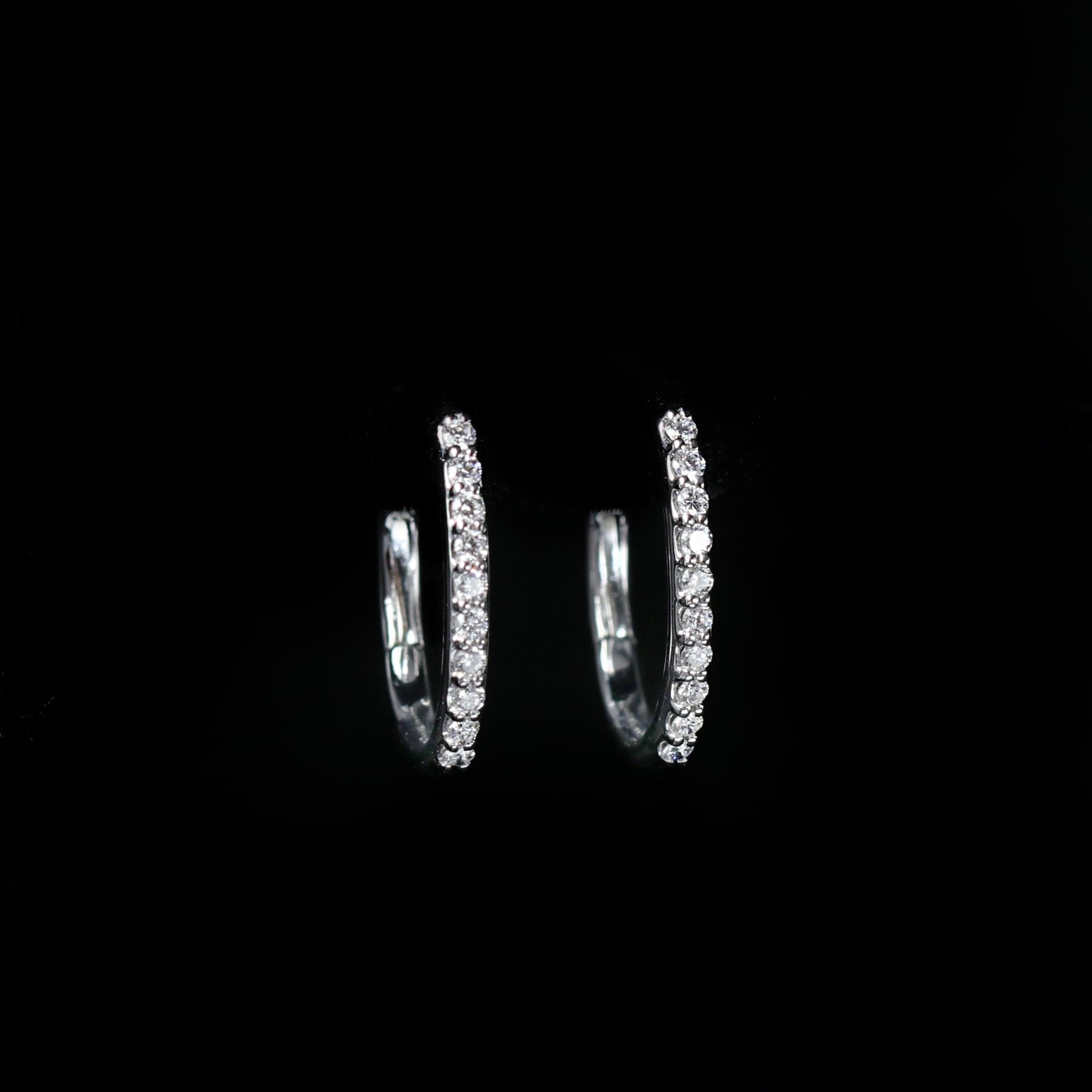 18K White Gold 1.27 CTW Sapphire and Diamond Hoop Earrings - Walton's Jewelry