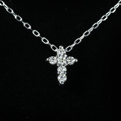 14k White Gold 0.12 CTW Diamond Cross Necklace