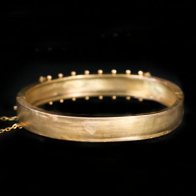 Victorian Etruscan Revival Pearl Bangle Bracelet