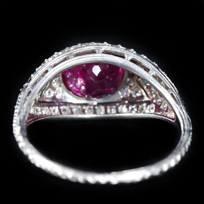 Art Deco AGL 1.85 Carat Burma Ruby and Diamond Ring