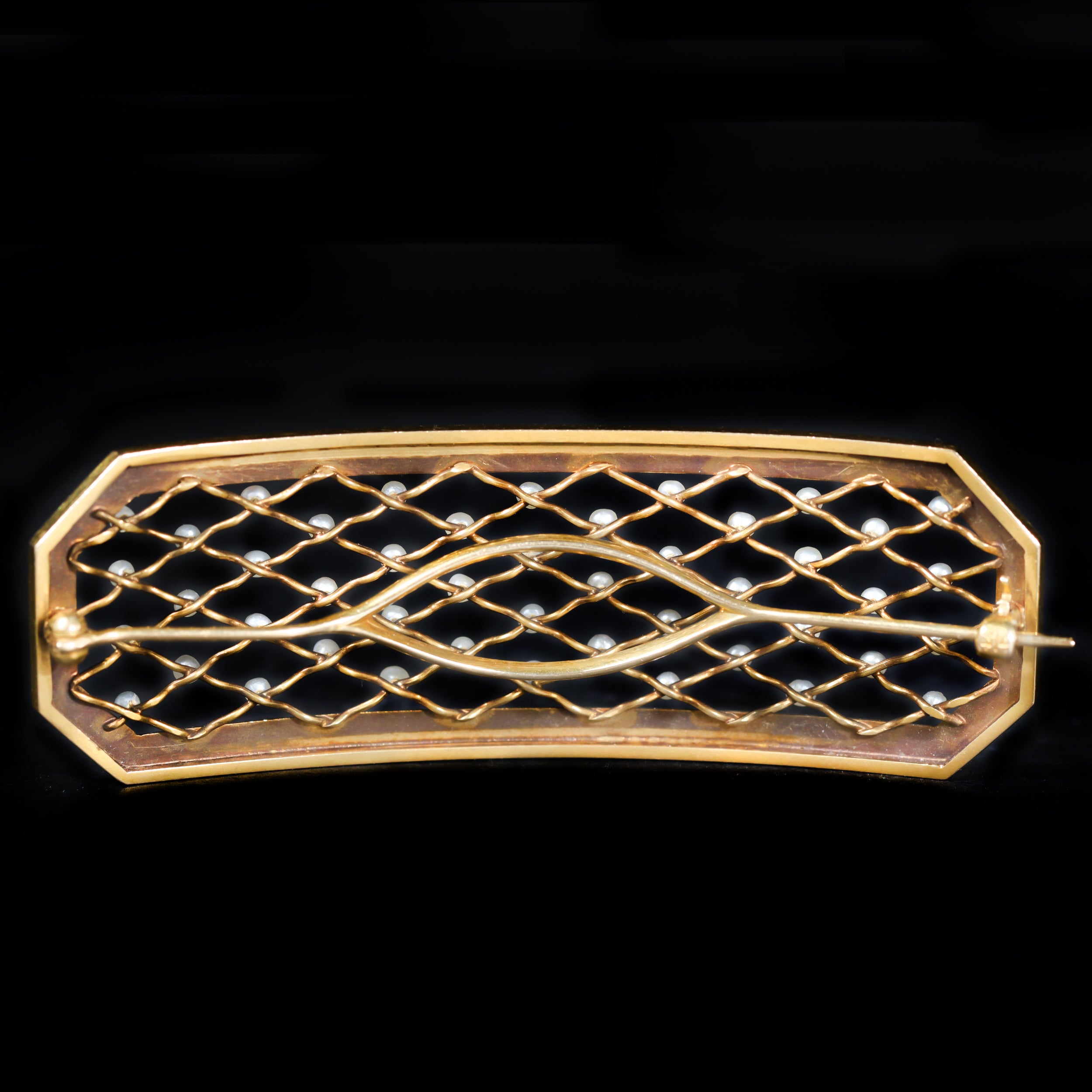 Edwardian 14K Yellow Gold and Pearl Barrette
