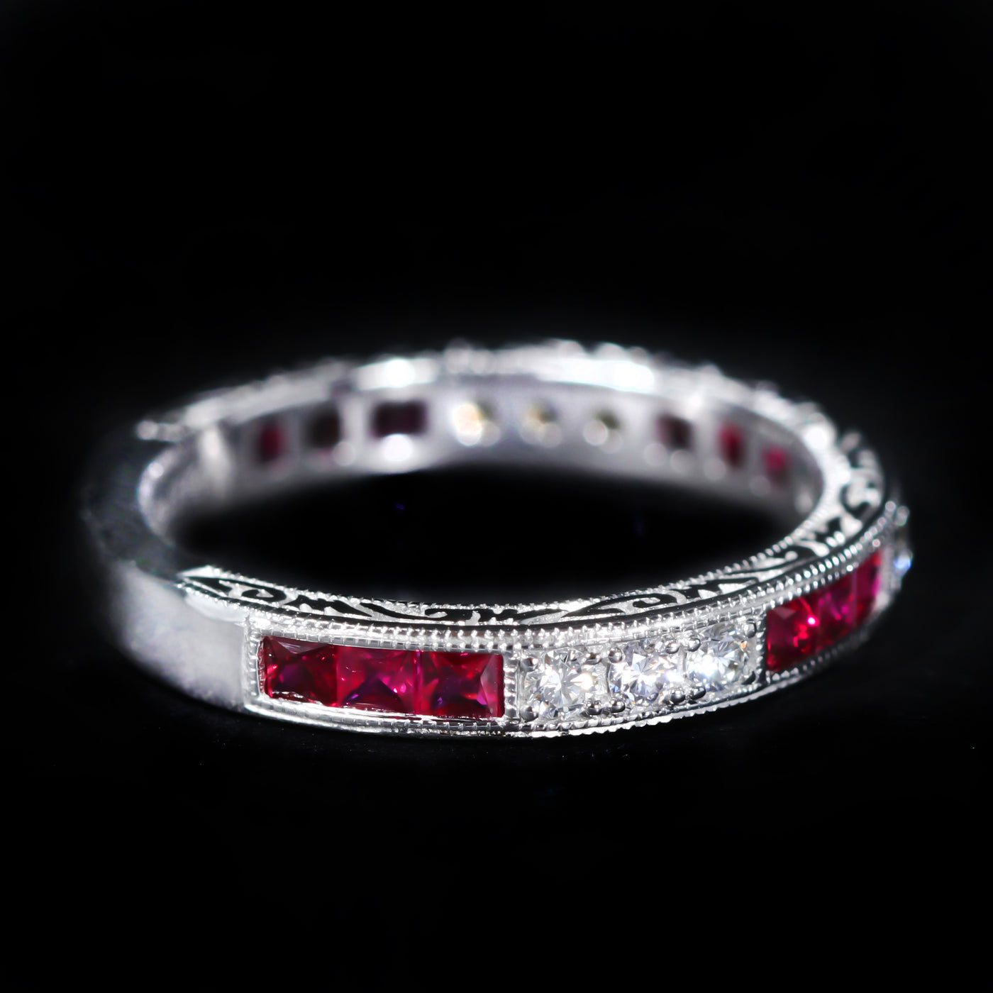 18K White Gold 0.62 CTW Ruby and Diamond Band