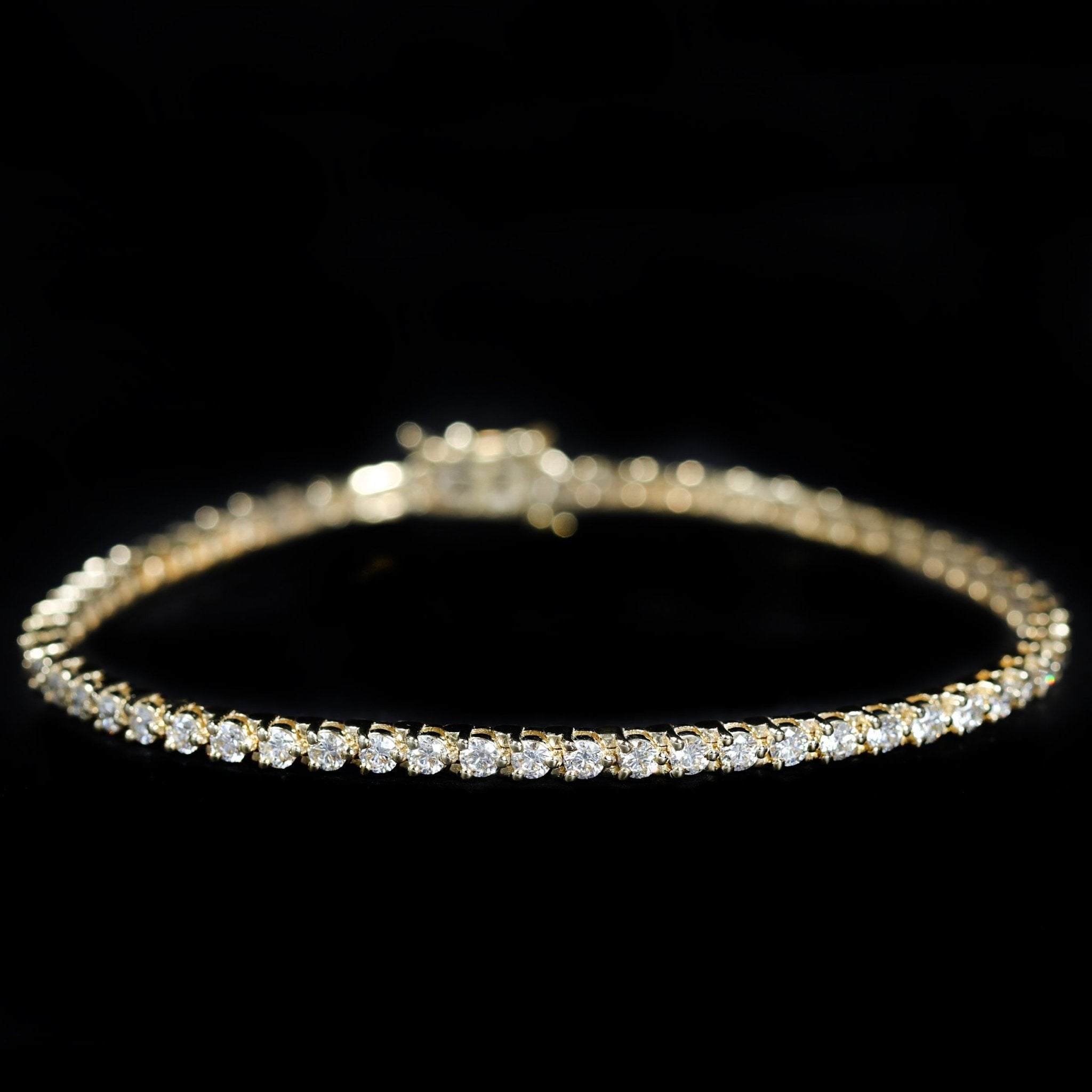 14K Yellow Gold 3.00 CTW Diamond Tennis Bracelet, 7" - Walton's Jewelry