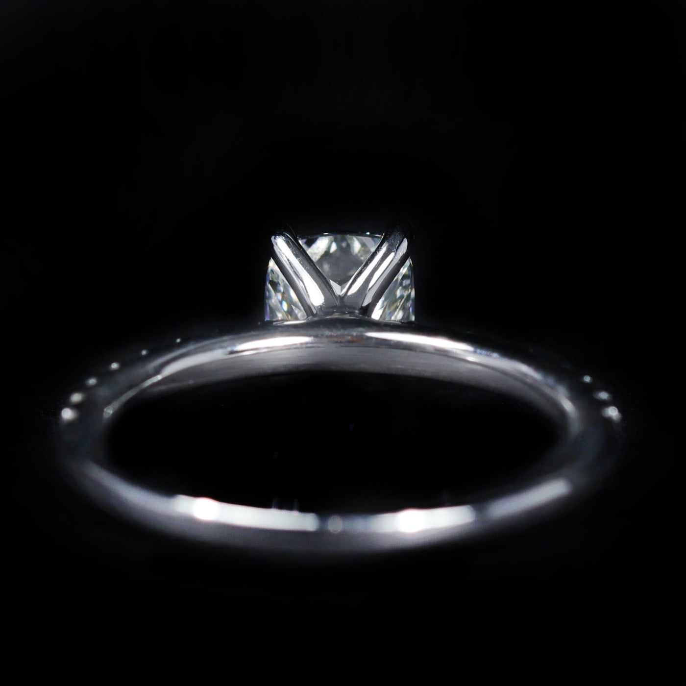 14K White Gold GIA 1.00 Carat Cushion Cut Diamond Engagement Ring