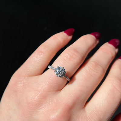 18K White Gold GIA 1.67 Carat Round Brilliant Cut Diamond Engagement Ring