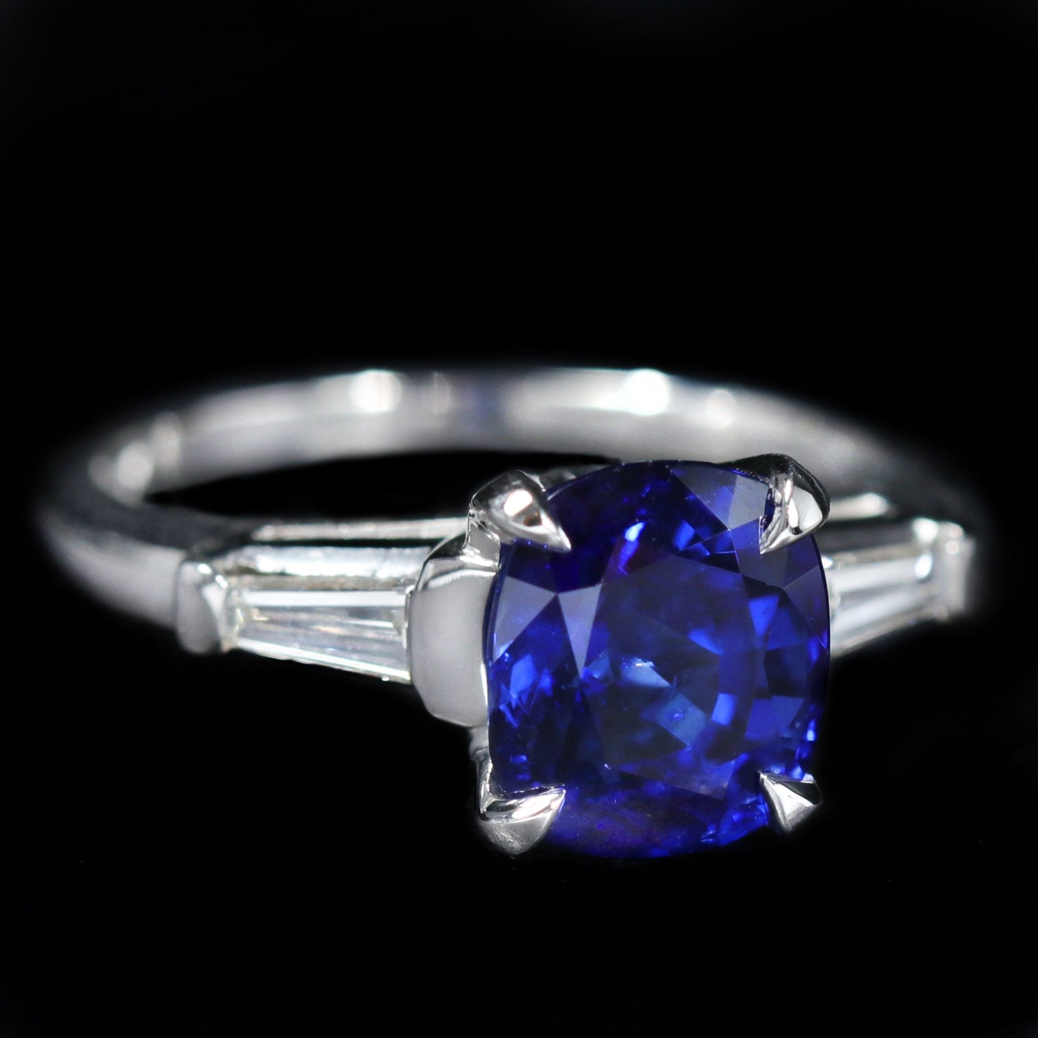 Platinum GIA 2.99 Carat Sapphire and Diamond Ring - Walton's Jewelry