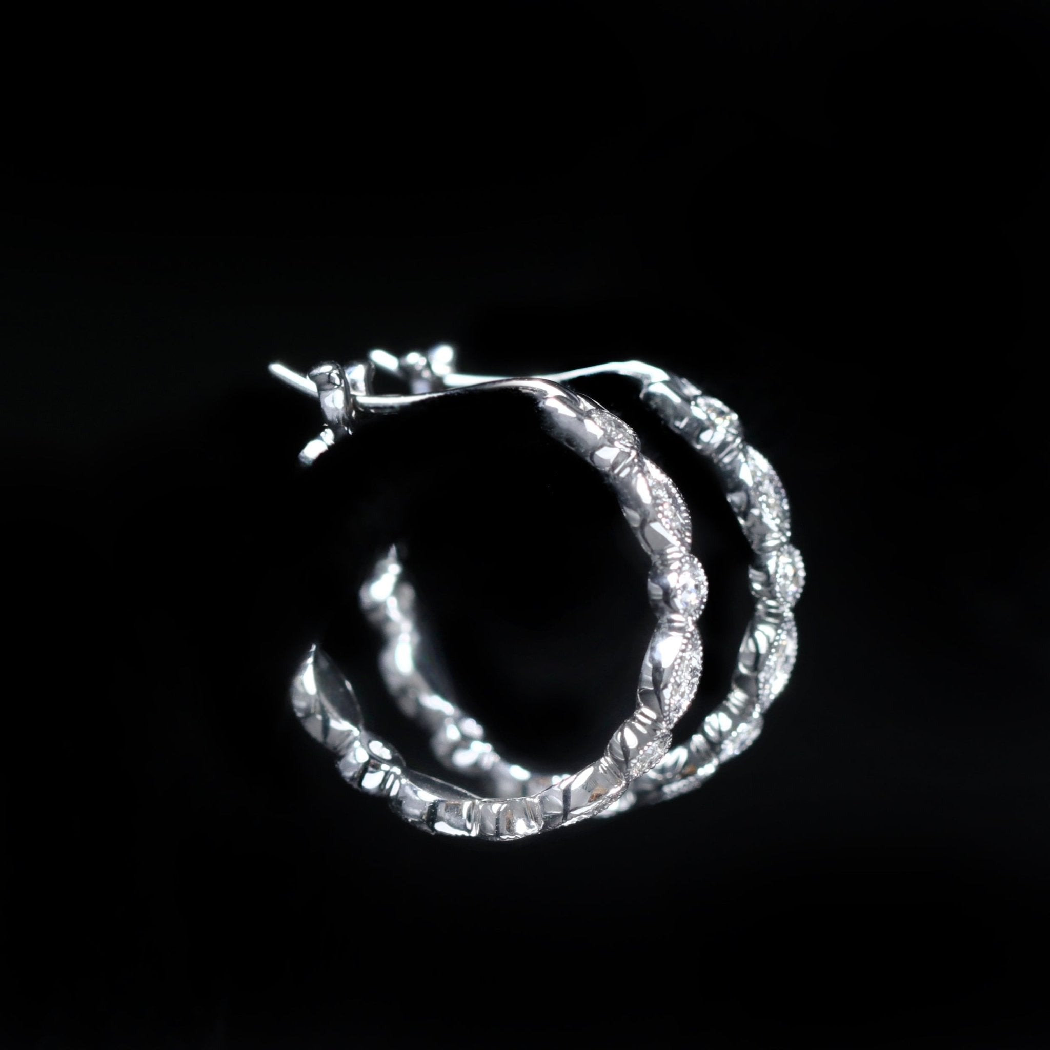 14K White Gold 0.51 CTW Diamond Hoop Earrings - Walton's Jewelry