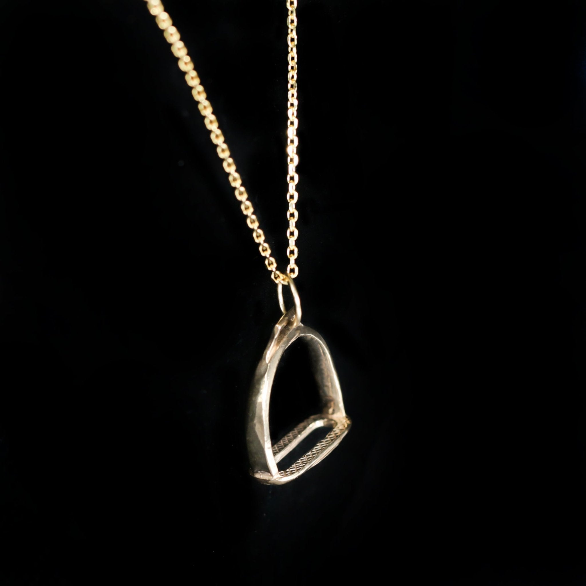 14K Yellow Gold Stirrup Pendant by Mike Walton - Walton's Jewelry