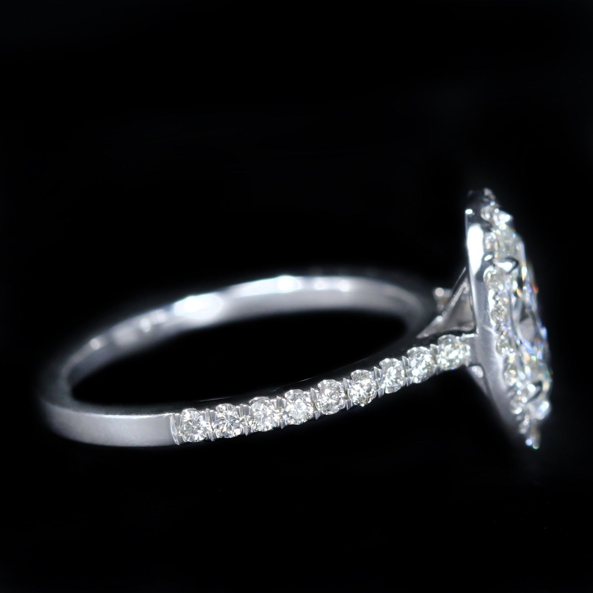 14K White Gold GIA 0.90 Carat Marquise Cut Diamond Halo Engagement Ring - Walton's Jewelry
