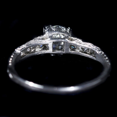 Art Deco Platinum 0.74 Carat Old European Cut Diamond Engagement Ring