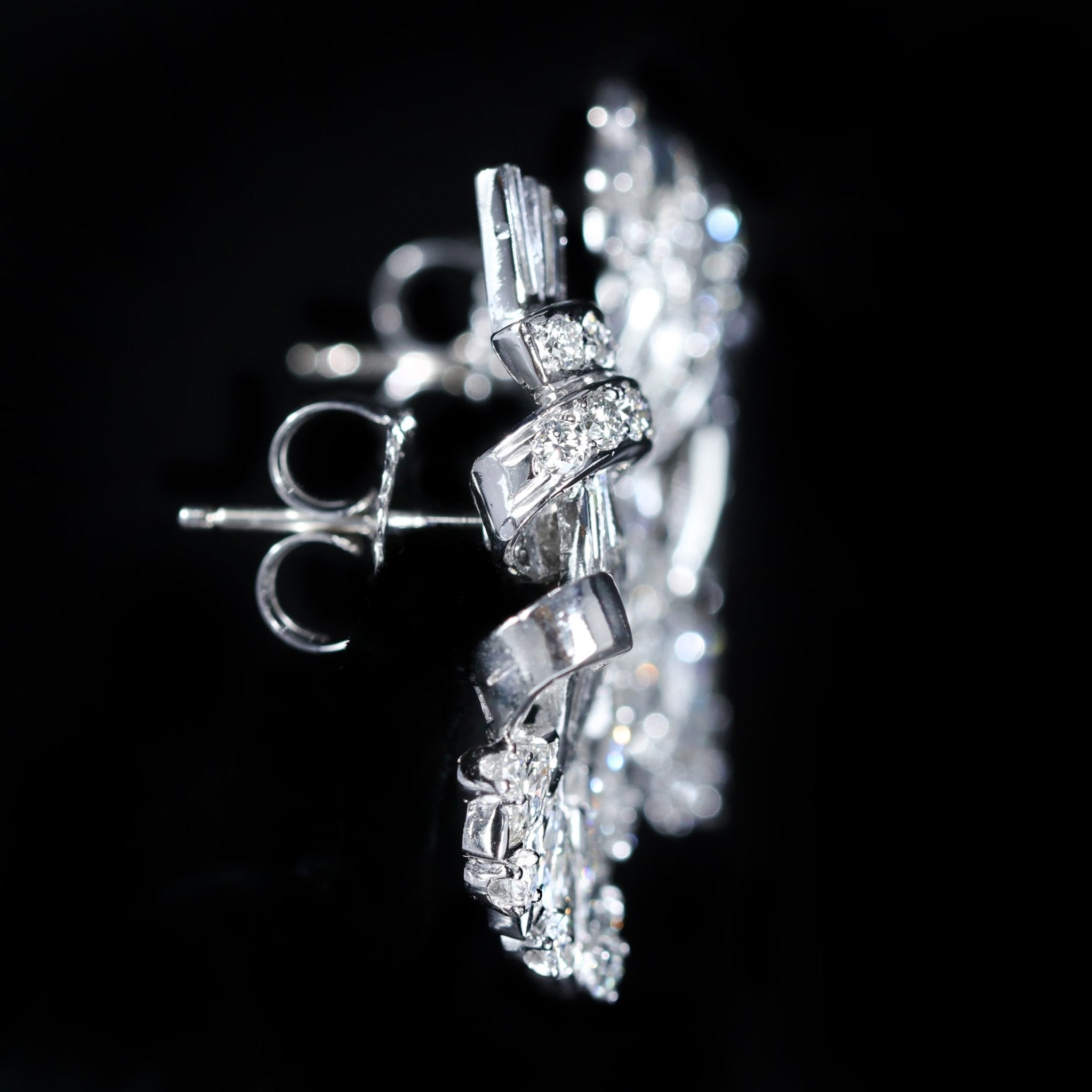 1950s 14K White Gold 6.00 CTW Diamond Earrings - Walton's Jewelry