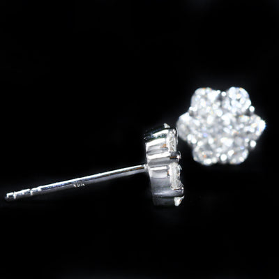18K White Gold 0.61 CTW Diamond Cluster Stud Earrings