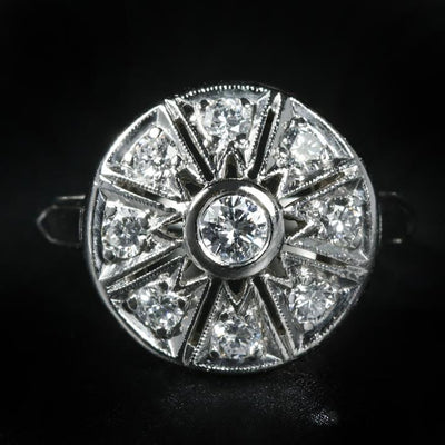 Estate Platinum 0.20 Carat Diamond Circular Ring