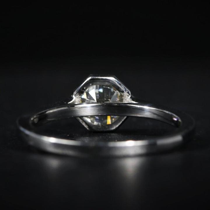 14k White Gold 0.98 Carat Octagon Cut Diamond Engagement Ring
