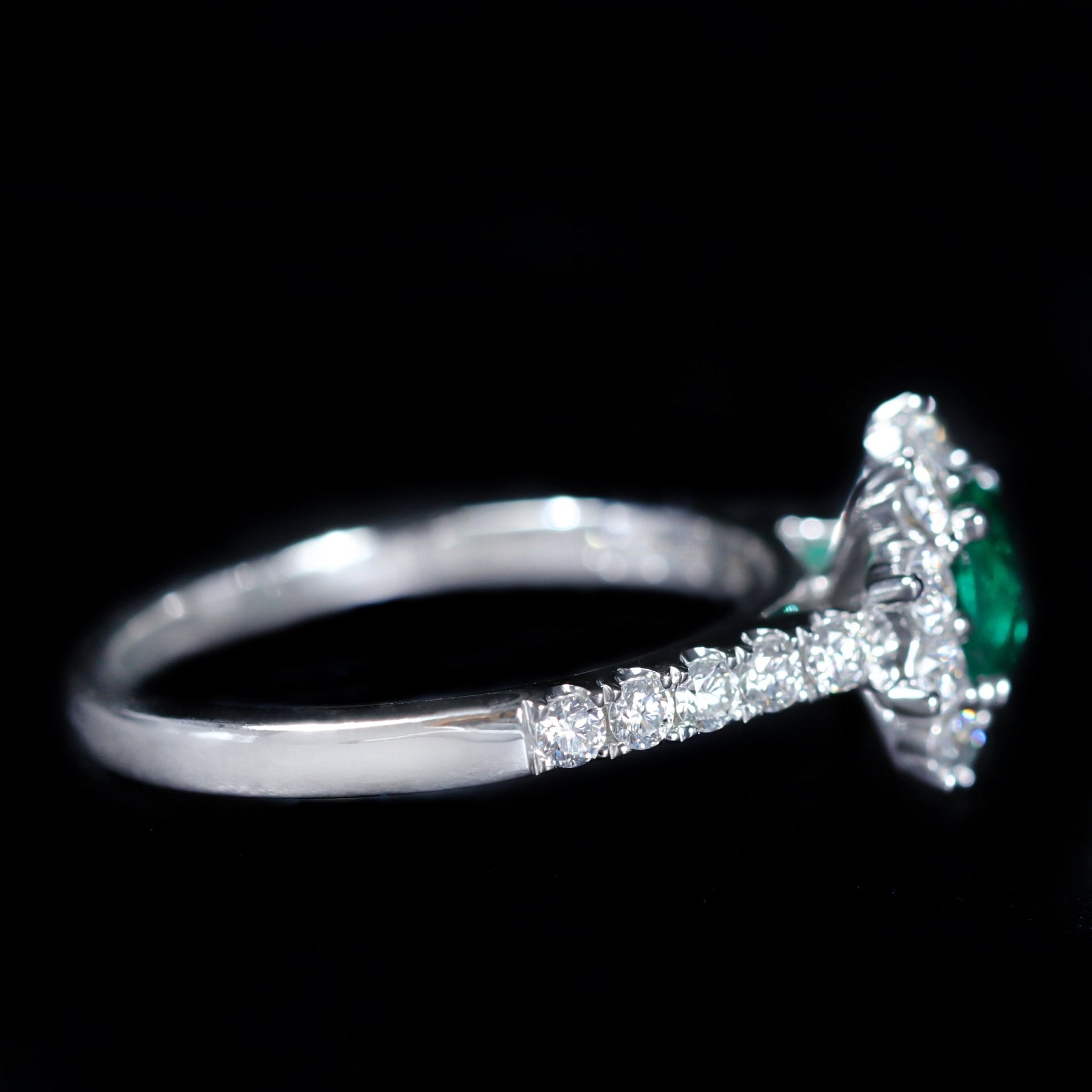 14K White Gold 0.63 Carat Emerald and Diamond Ring - Walton's Jewelry