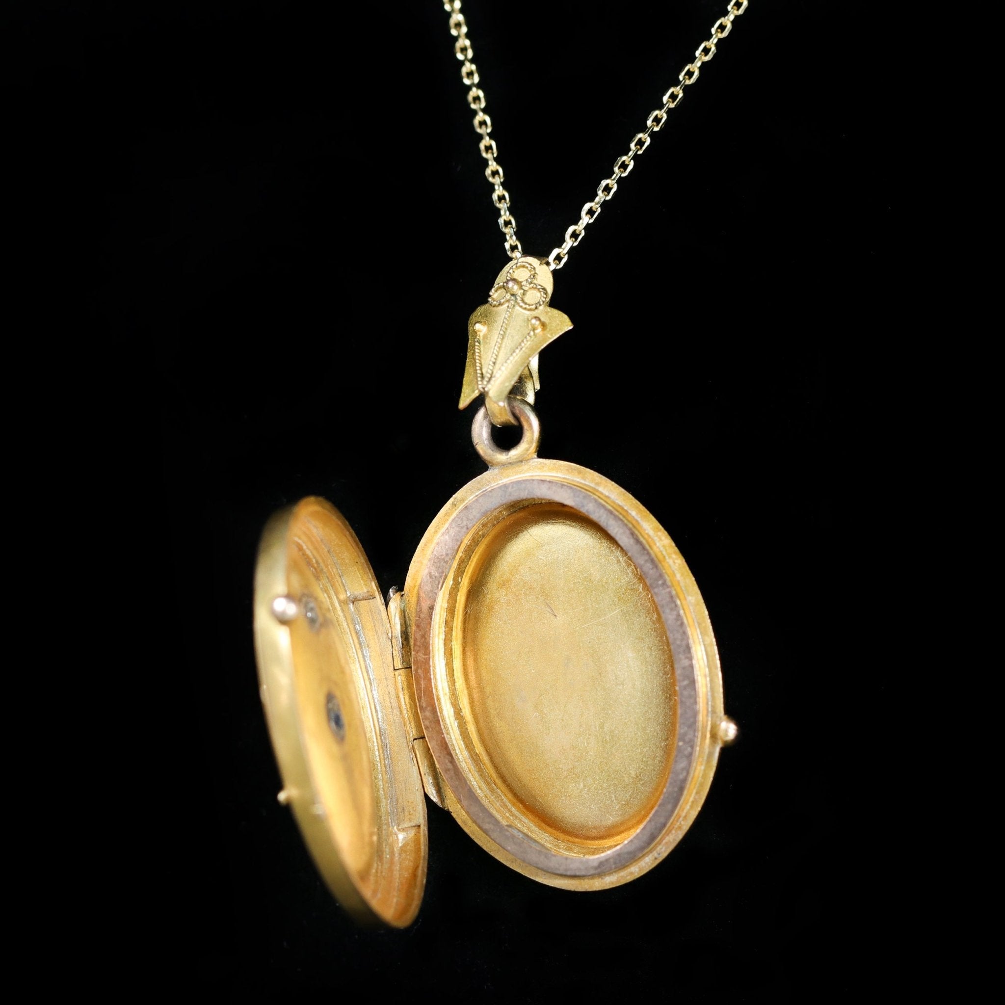 Victorian 9K Yellow Gold Seed Pearl Locket Pendant - Walton's Jewelry