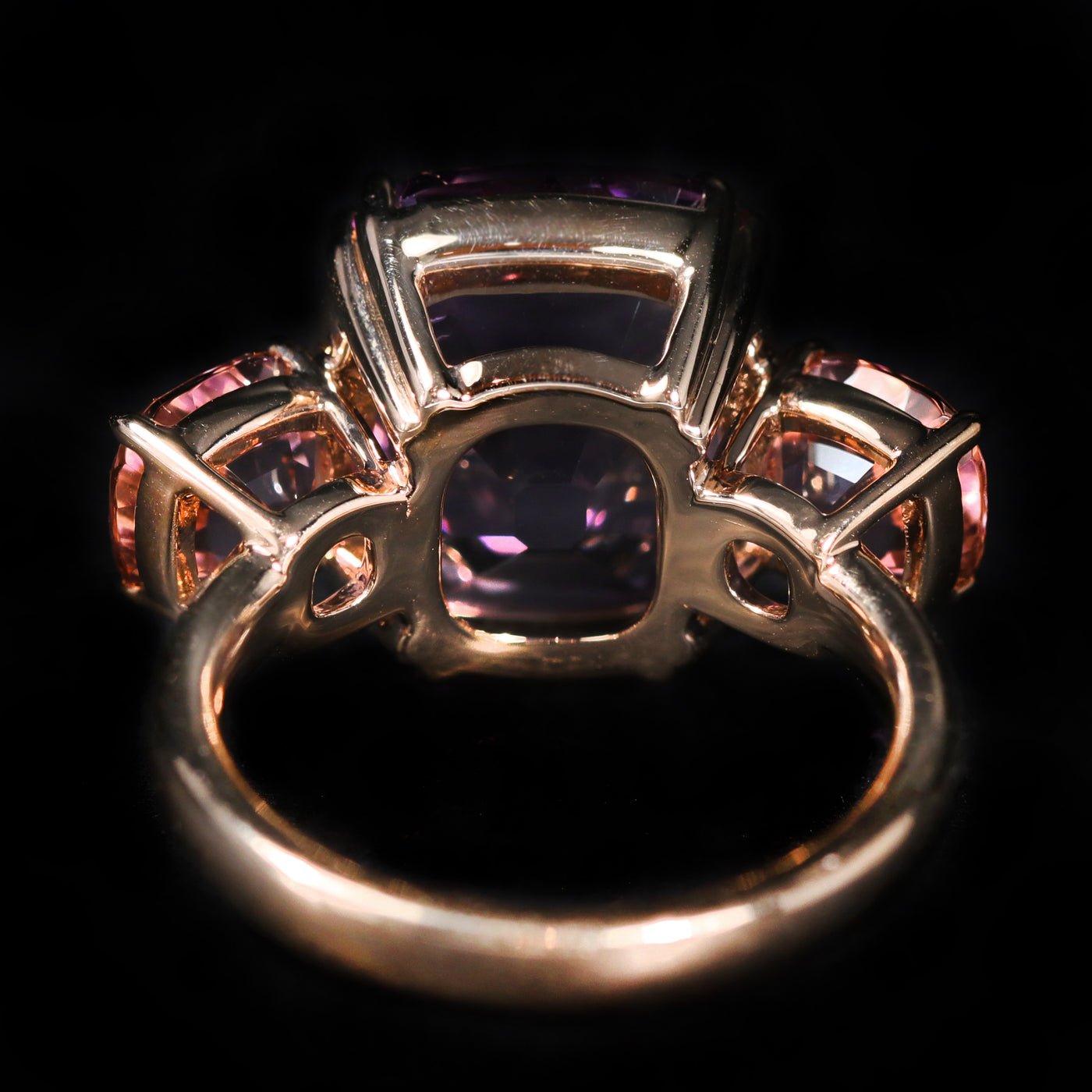 14K Rose Gold 7.84 Carat Amethyst and Tourmaline Ring