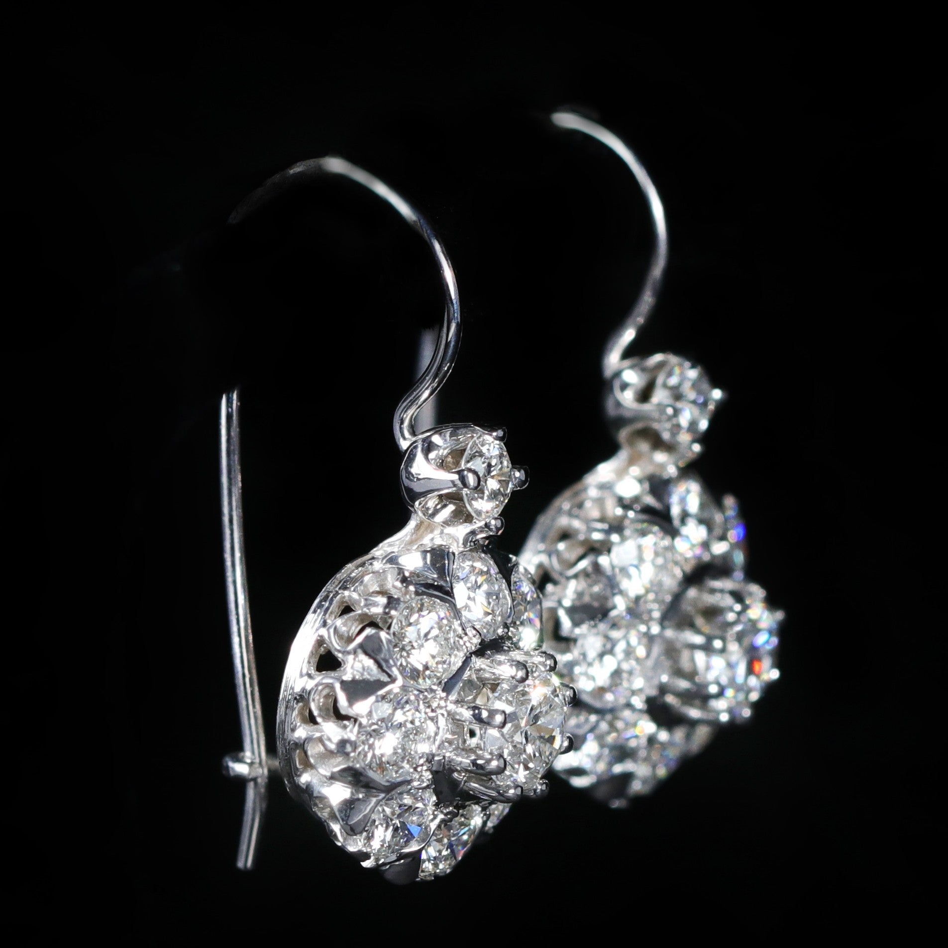 14K White Gold 2.20 CTW Diamond Dangle Earrings - Walton's Jewelry