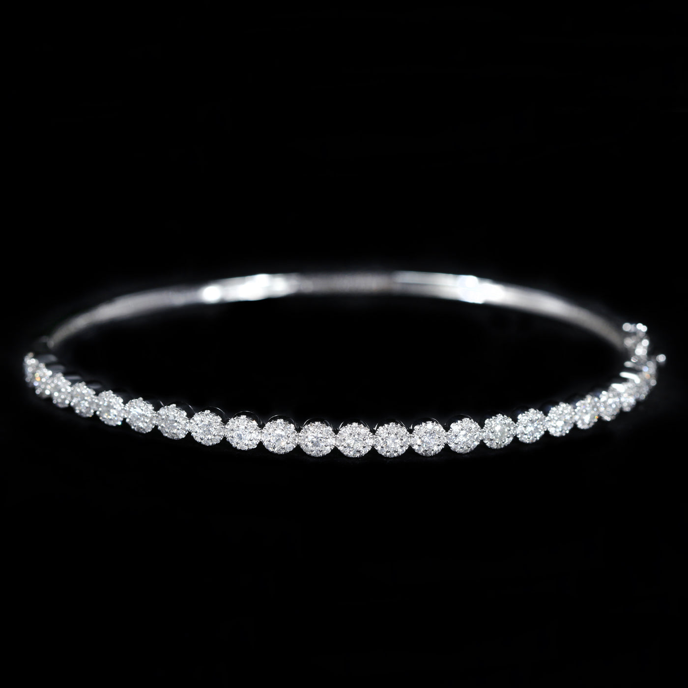 14K White Gold 1.22 CTW Diamond Bangle Bracelet