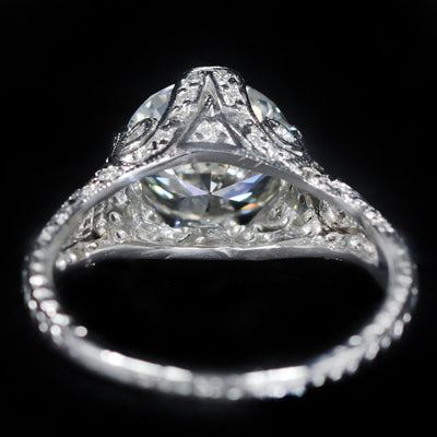 Estate Platinum 2.56 Carat Old European Cut Diamond Engagement Ring
