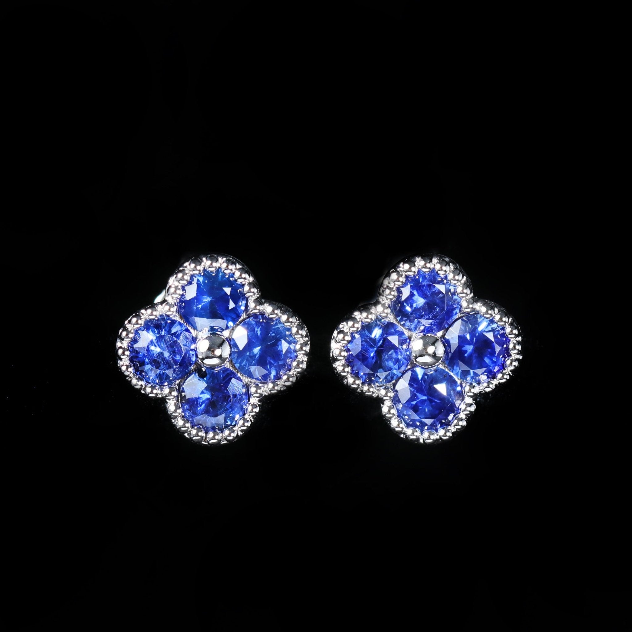 14K White Gold 0.53CTW Sapphire Stud Earrings - Walton's Jewelry