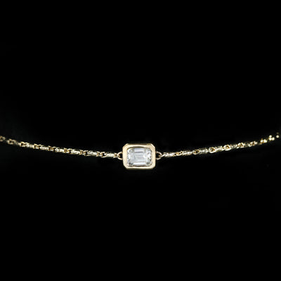 14k Yellow Gold and Emerald Cut Diamond Link Bracelet