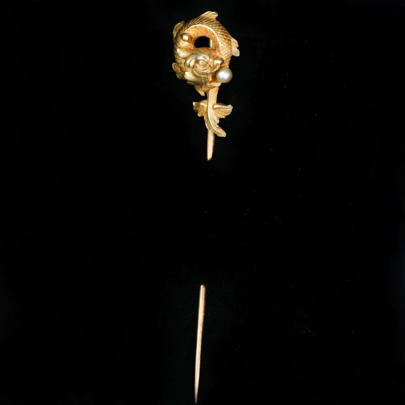 Art Nouveau Plisson et Hartz Dragon and Pearl Stick Pin