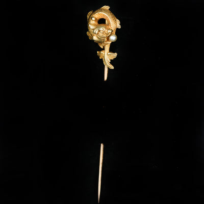 Art Nouveau Plisson et Hartz Dragon and Pearl Stick Pin