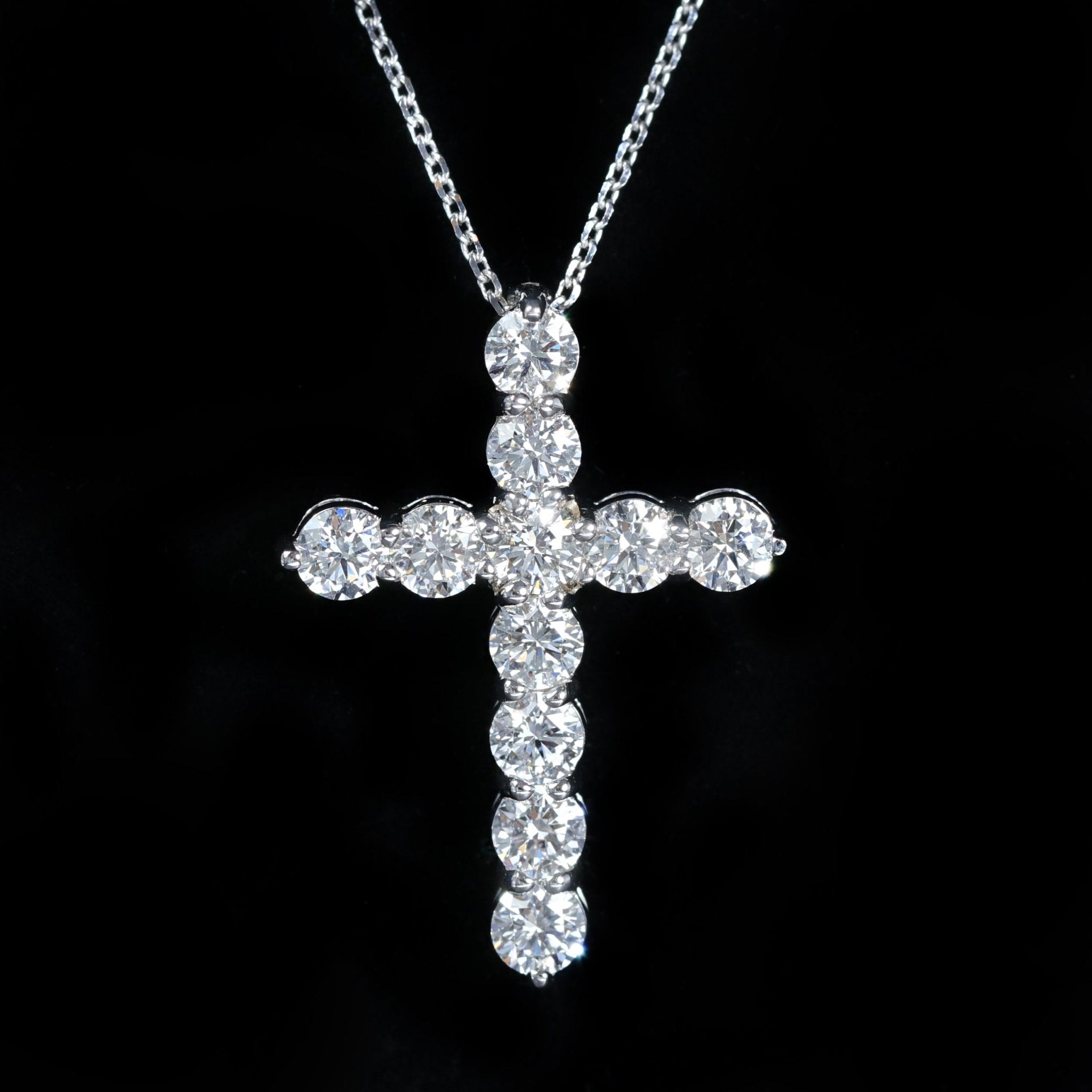 14K White Gold 2.09 CTW Diamond Cross Pendant - Walton's Jewelry